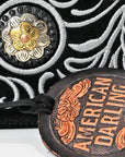 American Darling Genuine Suede Leather Western Wristlet Clutch Floral Scroll