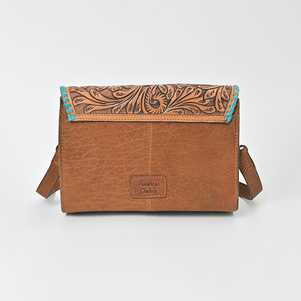 American Darling Hair-On Hide &amp; Hand-Tooled Genuine Leather Star Crossbody Bag