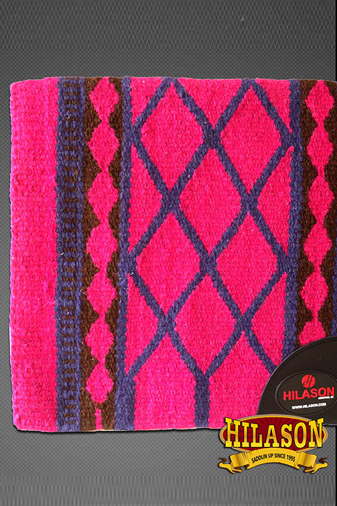 Hilason Horse Western Saddle Blanket New Zealand Wool Pink/Brown