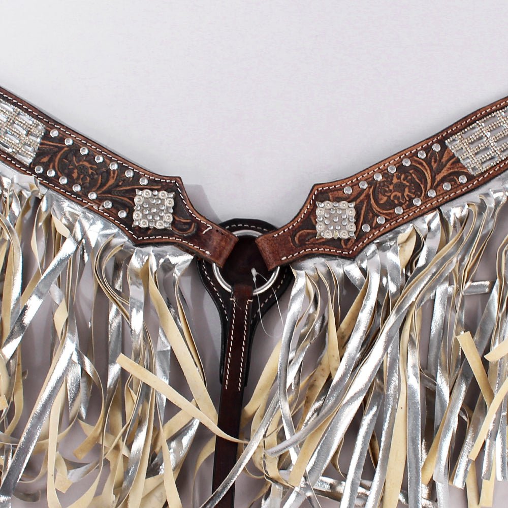 Hilason Western Horse Hand Tooled Genuine Leather Breast Collar Brown