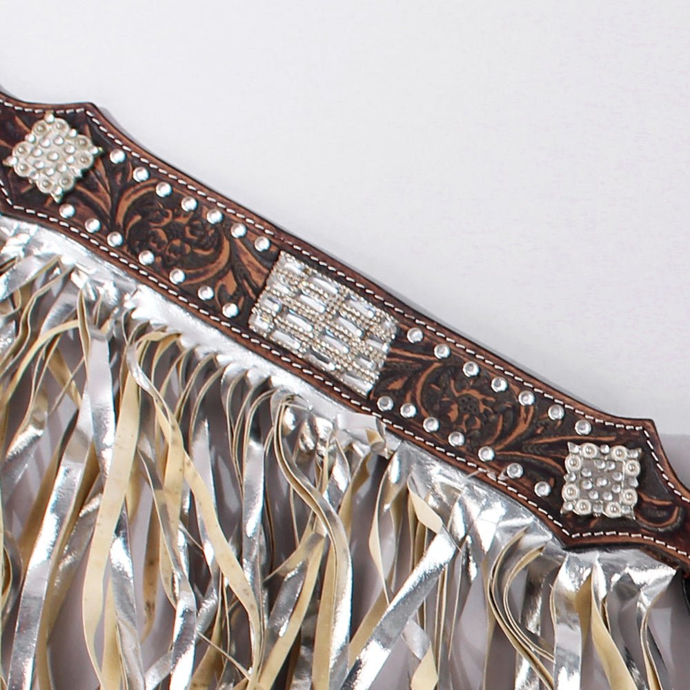 Hilason Western Horse Hand Tooled Genuine Leather Breast Collar Brown