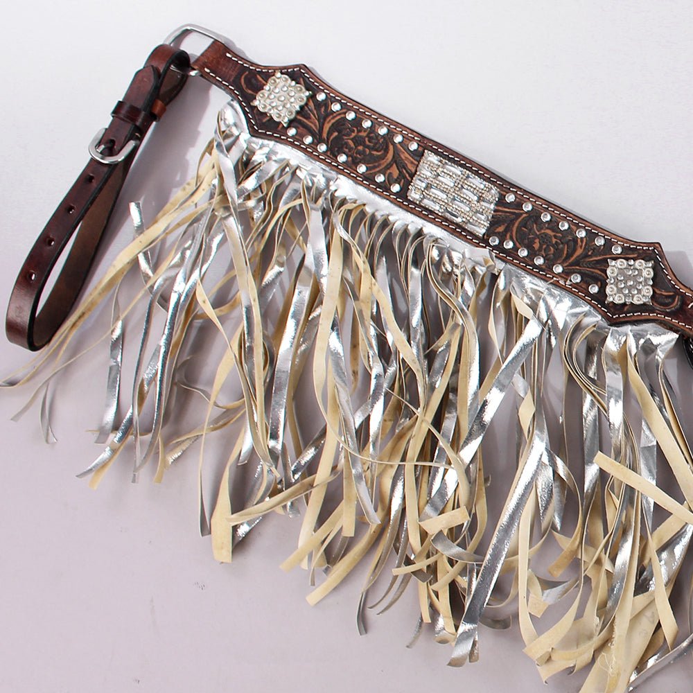 Hilason Western Horse Hand Tooled Genuine Leather Breast Collar Brown