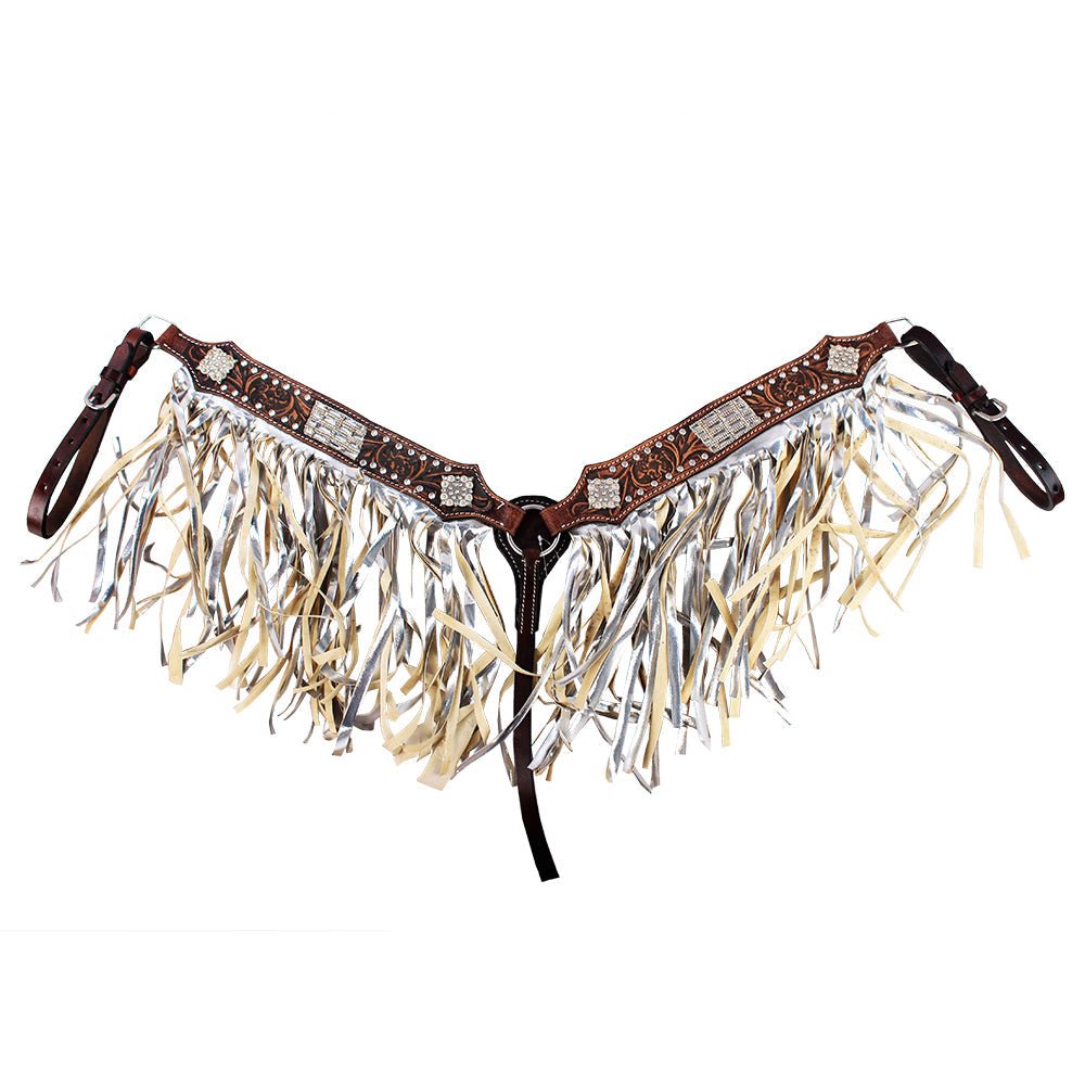 Hilason Western Horse Hand Tooled Genuine Leather Breast Collar Brown