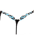 HILASON Western Horse Genuine Leather Printed Breast Collar Turquoise & Black