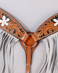 Hilason Western Horse Hand Tooled Genuine Leather Breast Collar Tan