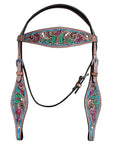 HILASON Western Horse Headstall Breast Collar American Leather Tan