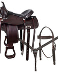 HILASON Western Horse Saddle American Leather Flex Tree Trail & Pleasure Brown