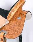 Tan HILASON Western Horse Saddle American Leather Barrel Flex Tree Trail
