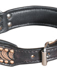 Hilason Heavy Duty Handmade Genuine Leather Dog Collar Black with rivets