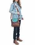 American Darling Hand-Tooled Full Grain Leather Crossbody Bag Vegetable Tanned