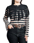 American Darling Women’s Genuine Suede Leather Fringe Vest - Western Cropped Cowgirl Yoke Black Boho Fringe Cape