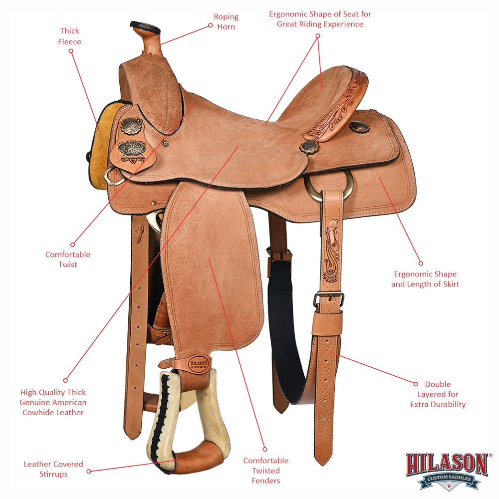 Hilason Western Horse Saddle American Leather Ranch Roping Cowboy