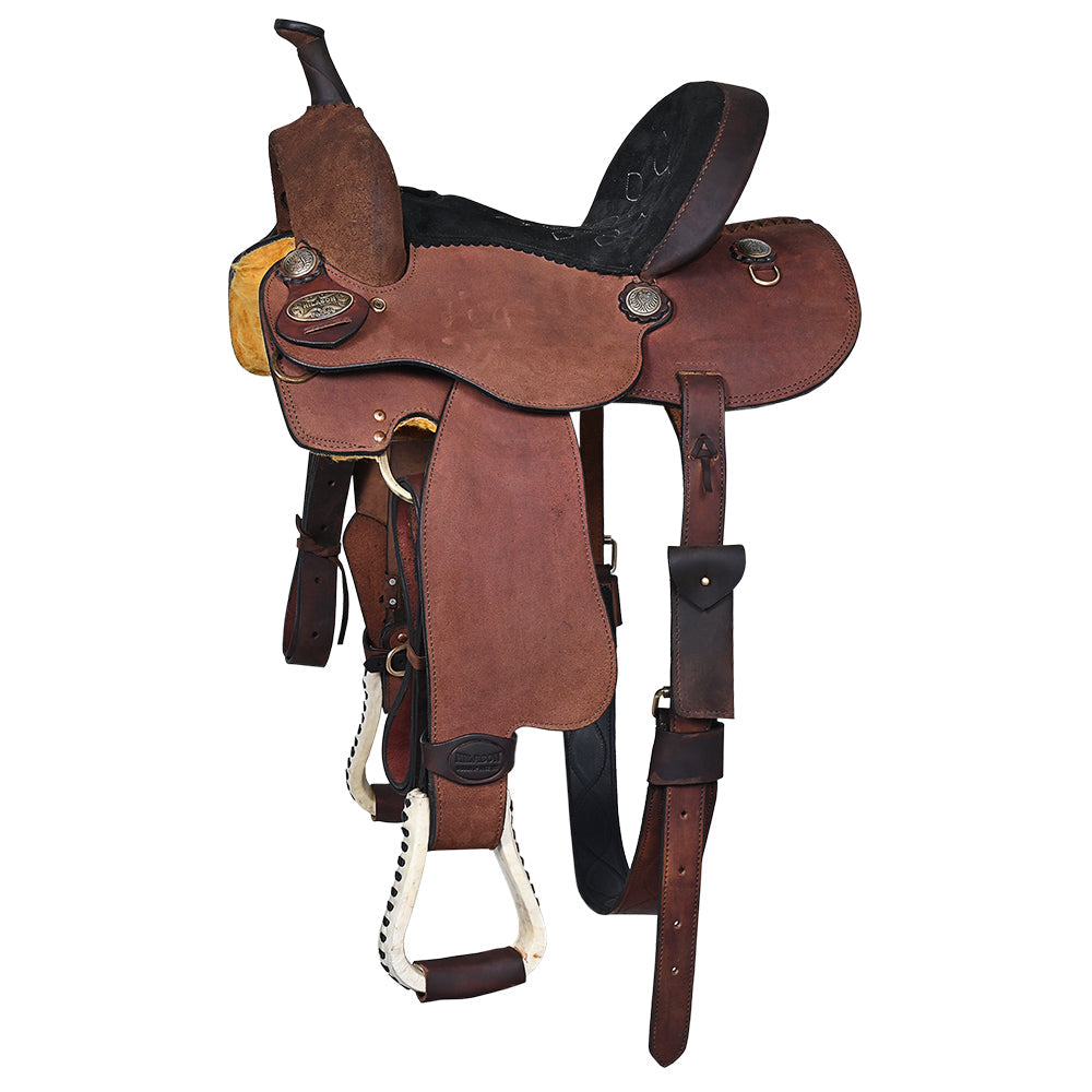 Hilason Western Horse Barrel Racing Trail American Leather Saddle Brown - Everest Ranch