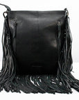 American Darling Checkered Western Crossbody Bag Black & White Tan Leather Trim