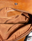 Chestnut Sling Bag With Black White Checkered Panel For Everyday Crossbody Styling