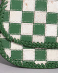 Checkered Flap Mini Crossbody Bag With Braided Leather Trim