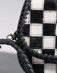 Checkered Flap Mini Crossbody Bag With Braided Leather Trim