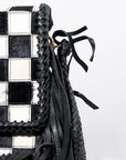 Ladies Hair On Hide Western Crossbody Satchel With Genuine Leather Adjustable Strap