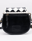 American Darling Black & White Checkered Mini Crossbody Hand-Laced Edges