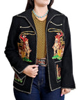 American Darling Women’s Western Rodeo Blazer - Vintage Style Embroidered Cowboy Jacket with Horse & Lasso Motif