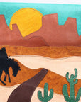 Sunset Rodeo Leather Crossbody Messenger Bag With Desert Appliqué Detailing And Finish