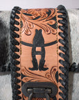 Handcrafted Western Leather Crossbody Bag With Hair On Cowhide Texture And Finish