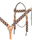 HILASON Western Horse Tack Set American Leather Hand Tooled Tan
