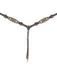 HILASON Breast Collar Floral Hand-Painted Turquoise Premium Skirting Leather