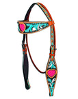 HILASON Western Horse Headstall Breast Collar Genuine American Leather Saddle Tan