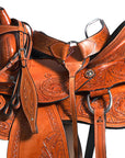 Comfytack Premium Western Leather Horse Saddle – Hand-Tooled Floral Design, Comfortable Fit, Durable Riding Tack
