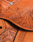 Comfytack Premium Western Leather Horse Saddle – Hand-Tooled Floral Design, Comfortable Fit, Durable Riding Tack