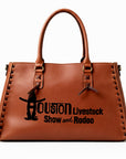 Magnolia Rodeo Genuine Leather Embroidered Tote Bag Black | Houston Livestock Show and Rodeo