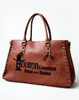 Magnolia Rodeo Genuine Leather Embroidered Tote Bag Black | Houston Livestock Show and Rodeo