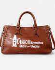 Magnolia Rodeo Genuine Full-Grain Leather Embroidered Tote Bag White | Houston Livestock Show and Rodeo