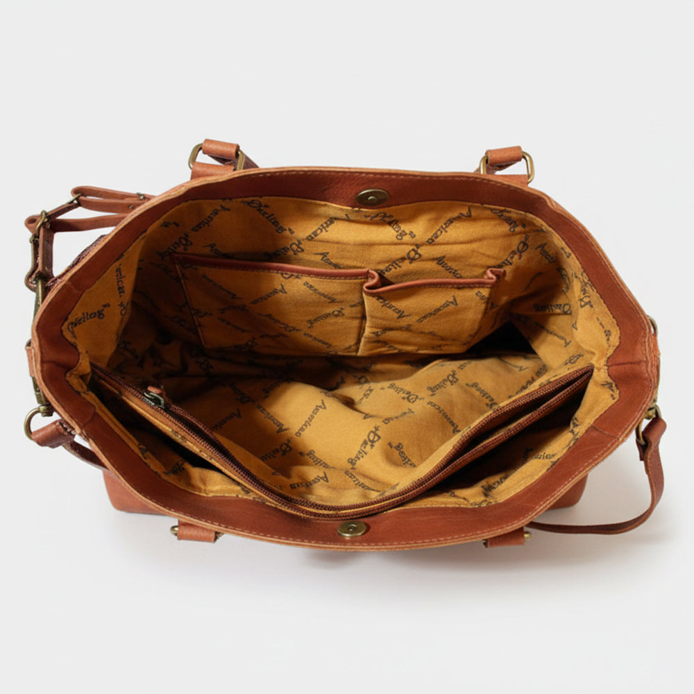 Magnolia Rodeo Genuine Full-Grain Leather Embroidered Tote Bag White | Houston Livestock Show and Rodeo