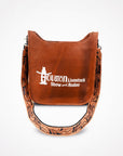 Showground Rodeo Genuine Leather White Embroidered Crossbody Bag Hand-Tooled Floral Strap | Houston Livestock Show and Rodeo
