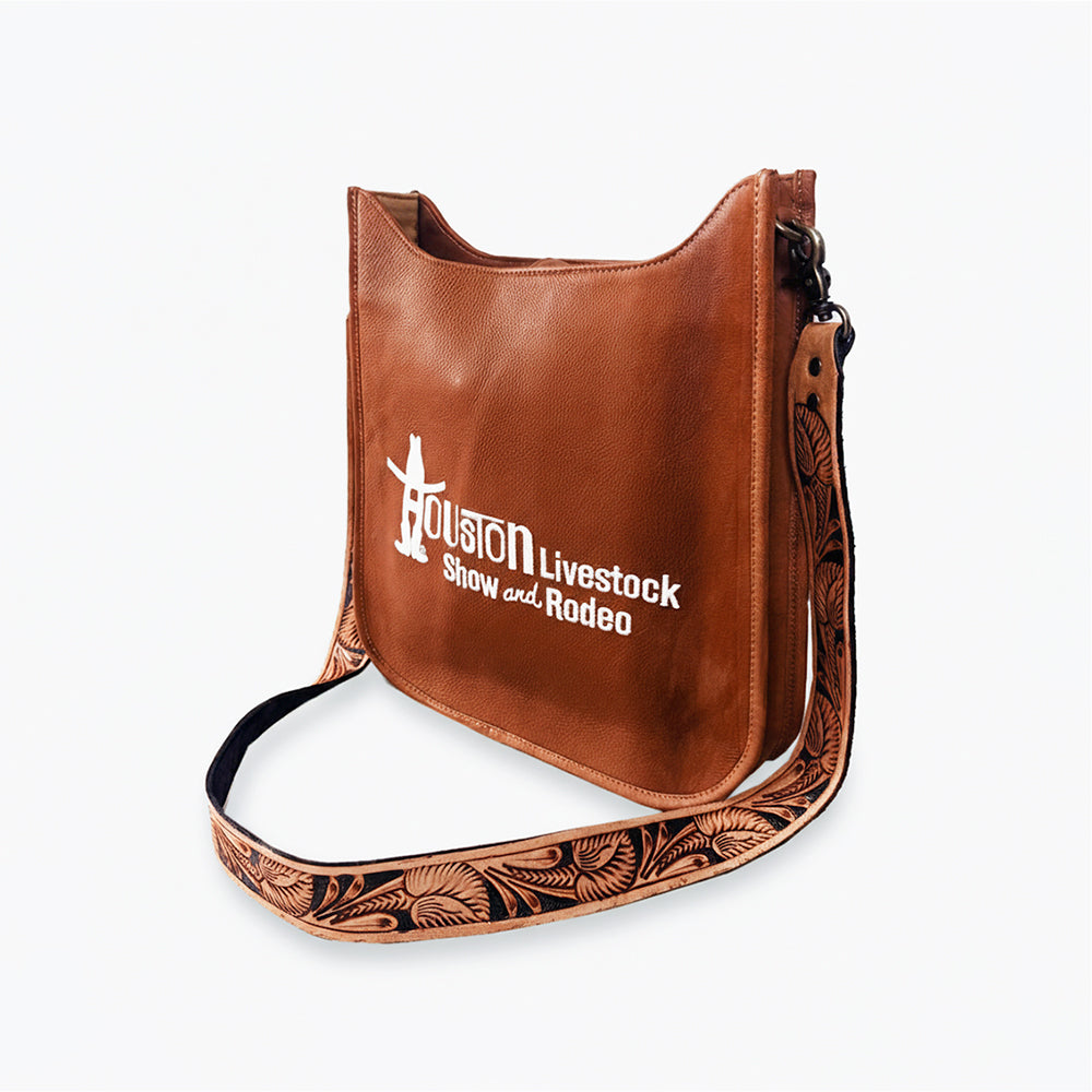 Showground Rodeo Genuine Leather White Embroidered Crossbody Bag