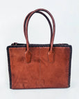 Heritage Rodeo Genuine Leather White Embroidered Tote Bag | Houston Livestock Show and Rodeo
