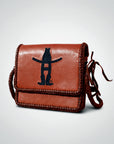 Frontier Rodeo Genuine Leather  Black Embroidered Crossbody Bag | Houston Livestock Show and Rodeo