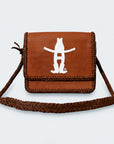 Frontier Rodeo Genuine Leather White Embroidered Crossbody Bag | Houston Livestock Show and Rodeo