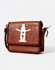 Frontier Rodeo Genuine Leather White Embroidered Crossbody Bag | Houston Livestock Show and Rodeo
