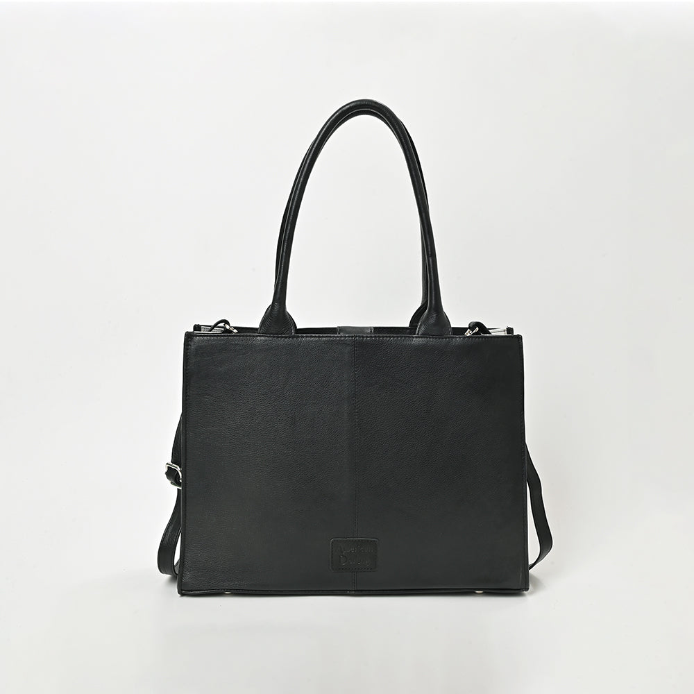 American Darling Black &amp; Silver Checkered Leather Tote Bag with Studded Detail