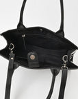 American Darling Black & Silver Checkered Leather Tote Bag with Studded Detail