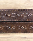 3D BELTS Brown Western Leather Belt with Woven Inlay & Antique Silver Buckle