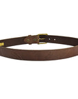 Noble Equestrian Ladies Pony Print Belt Genuine Leather Horseshoe Embossing & Removable Brass Buckle