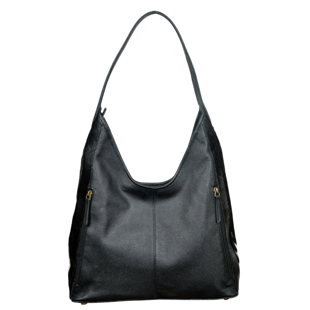 American Darling Black &amp; White Genuine Cowhide Hobo Shoulder Bag