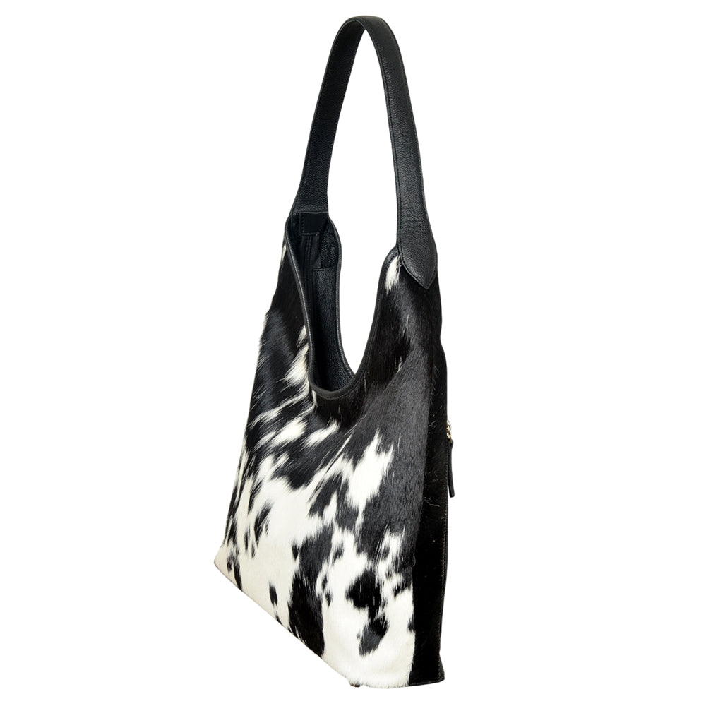 American Darling Black &amp; White Genuine Cowhide Hobo Shoulder Bag
