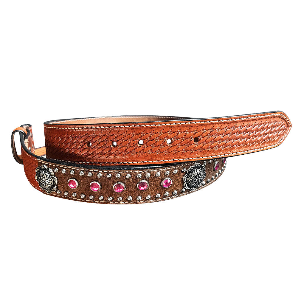 38 In Hilason Basketweave Heavy Duty Western Work Leather Mens Womens Belt Tan