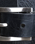 Black Western Genuine Leather Belt With Silver Buckle