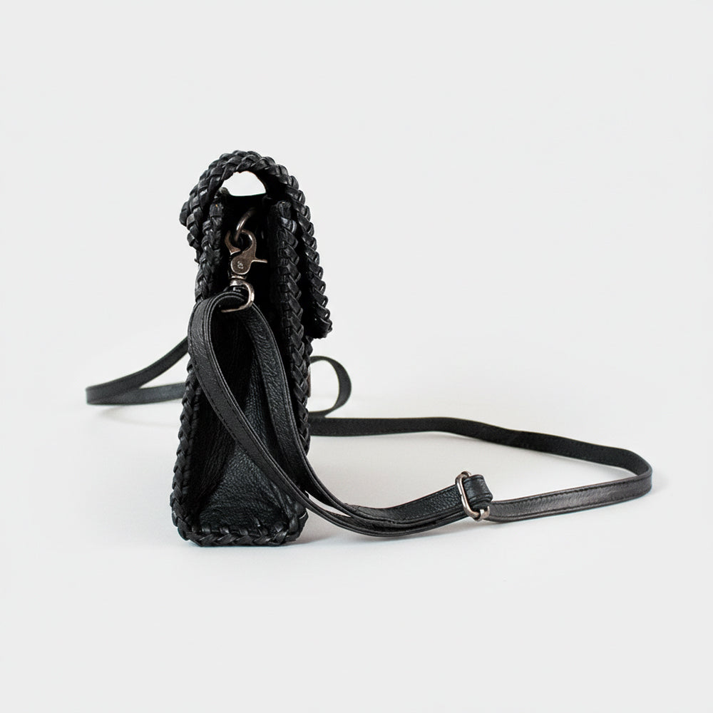 Laurel Rodeo Hand-Tooled Genuine Leather Crossbody Shoulder Bag Black | Houston Livestock Show and Rodeo
